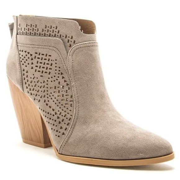 Shoes - CHIC TRAVELS HEELED BOOTIES-GREY